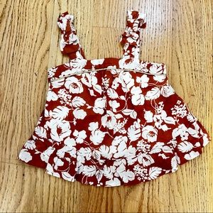 Janie & Jack Burnt Orange and White Flower Top with Bows